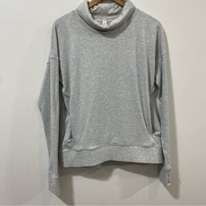 Lululemon Athletica Gray Thumbholes Funnel Mock Neck Sweatshirt Pullover Size 8